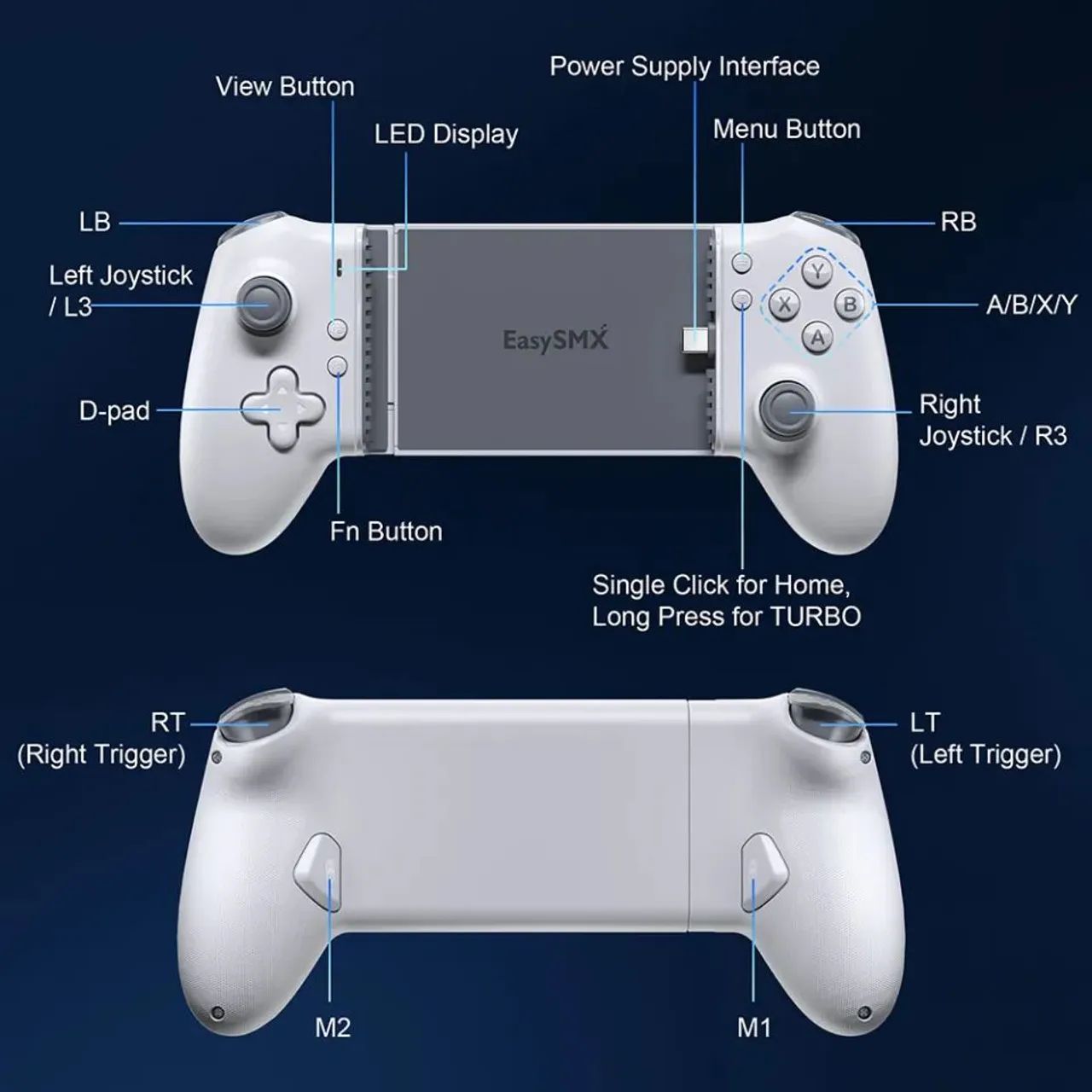 Gamepad Easysmx M15 Branco Para Android, iOS, Pc, Switch, Controle Bluetooth e tipo C  - Foto 3
