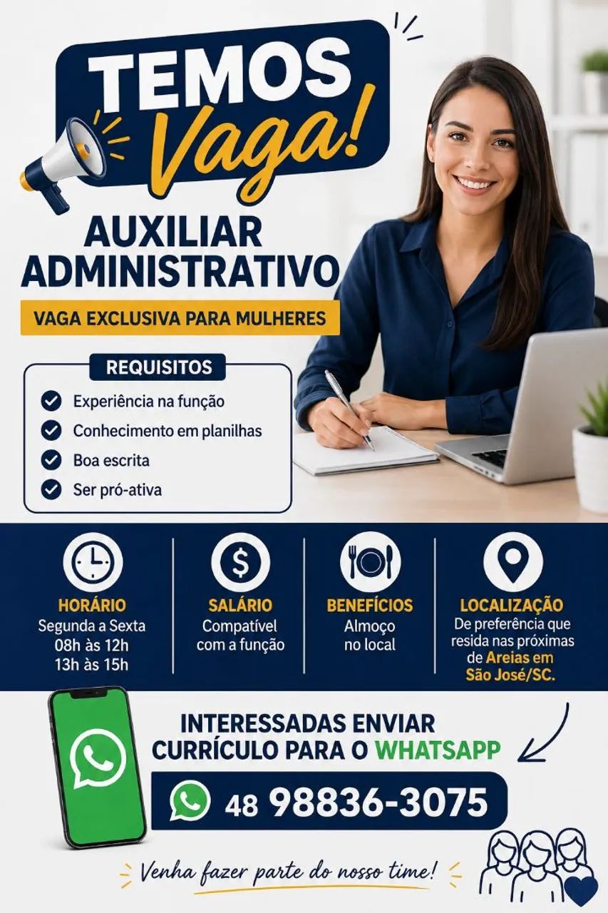 ? VAGA DE EMPREGO - AUXILIAR ADMINISTRATIVO