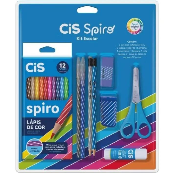 Kit Escolar c/9 itens  Cis Spiro Azul