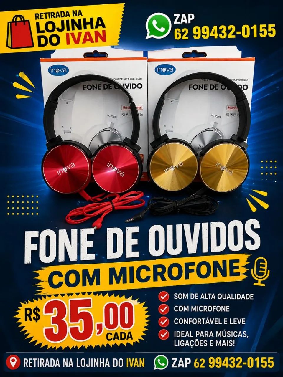Fone de ouvido com fio