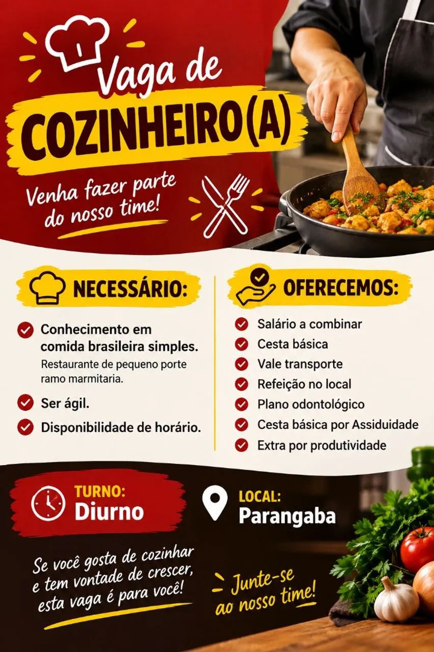 Vaga Cozinheiro(a)