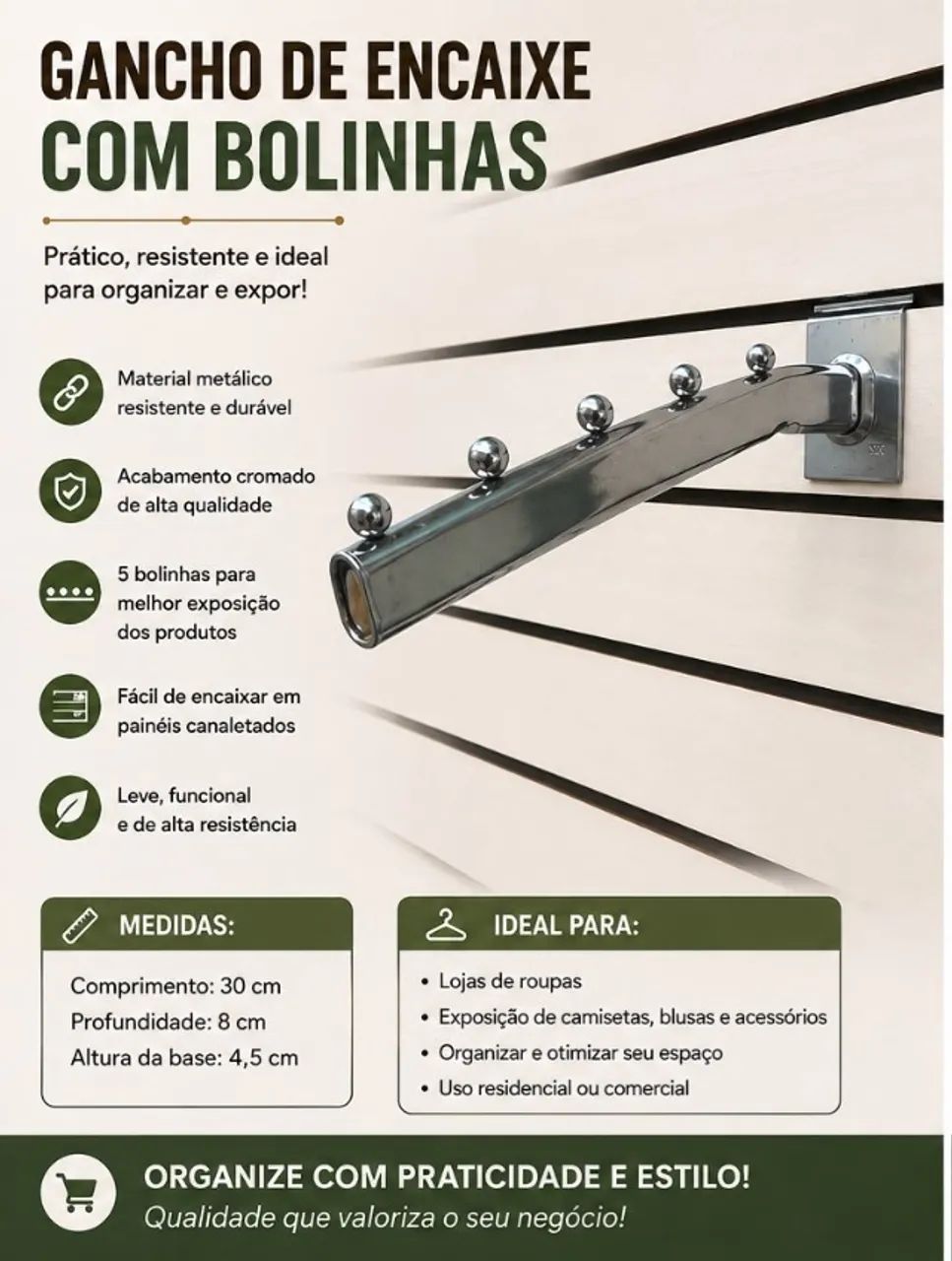 Cabideiro c/ esferas para placa slet ou parede