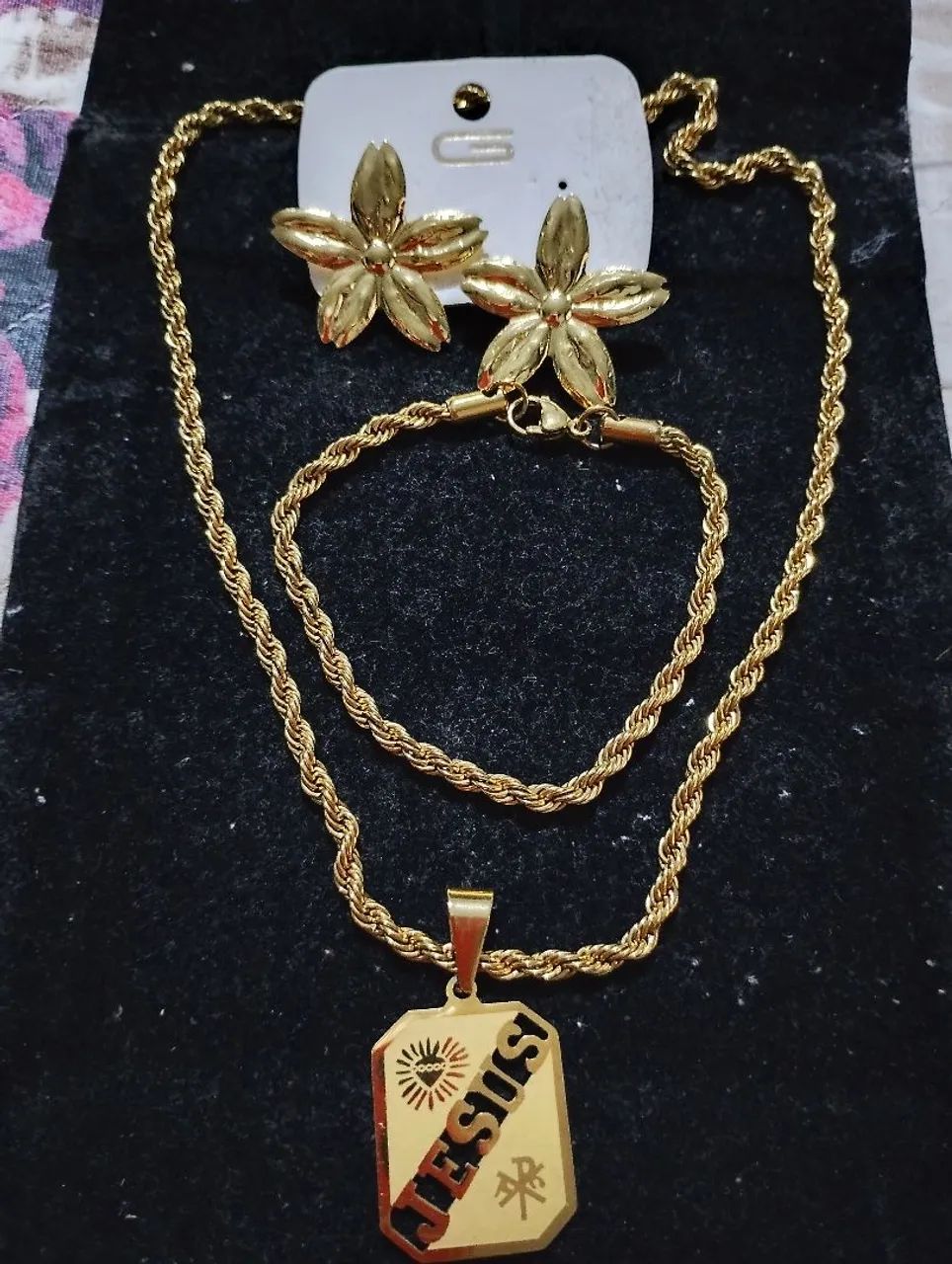 Conjunto em aço com dourado  - Foto 2