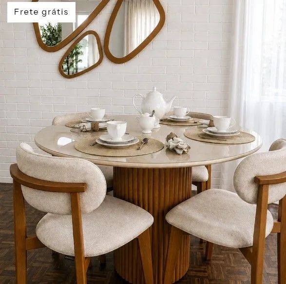 Conjunto de Mesa Redonda Wendy e Cadeiras Lara 90X90 cm