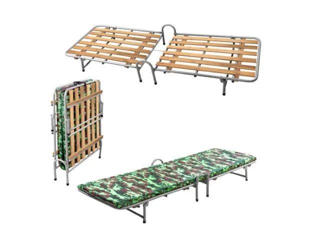 Cama Dobrável De Solteiro Prata Com Colchão Imbutido Para Camping - Foto 6