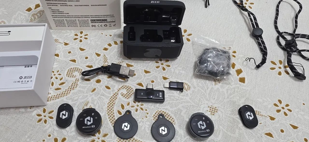 Microfone de lapela ZCCO original - combo completo