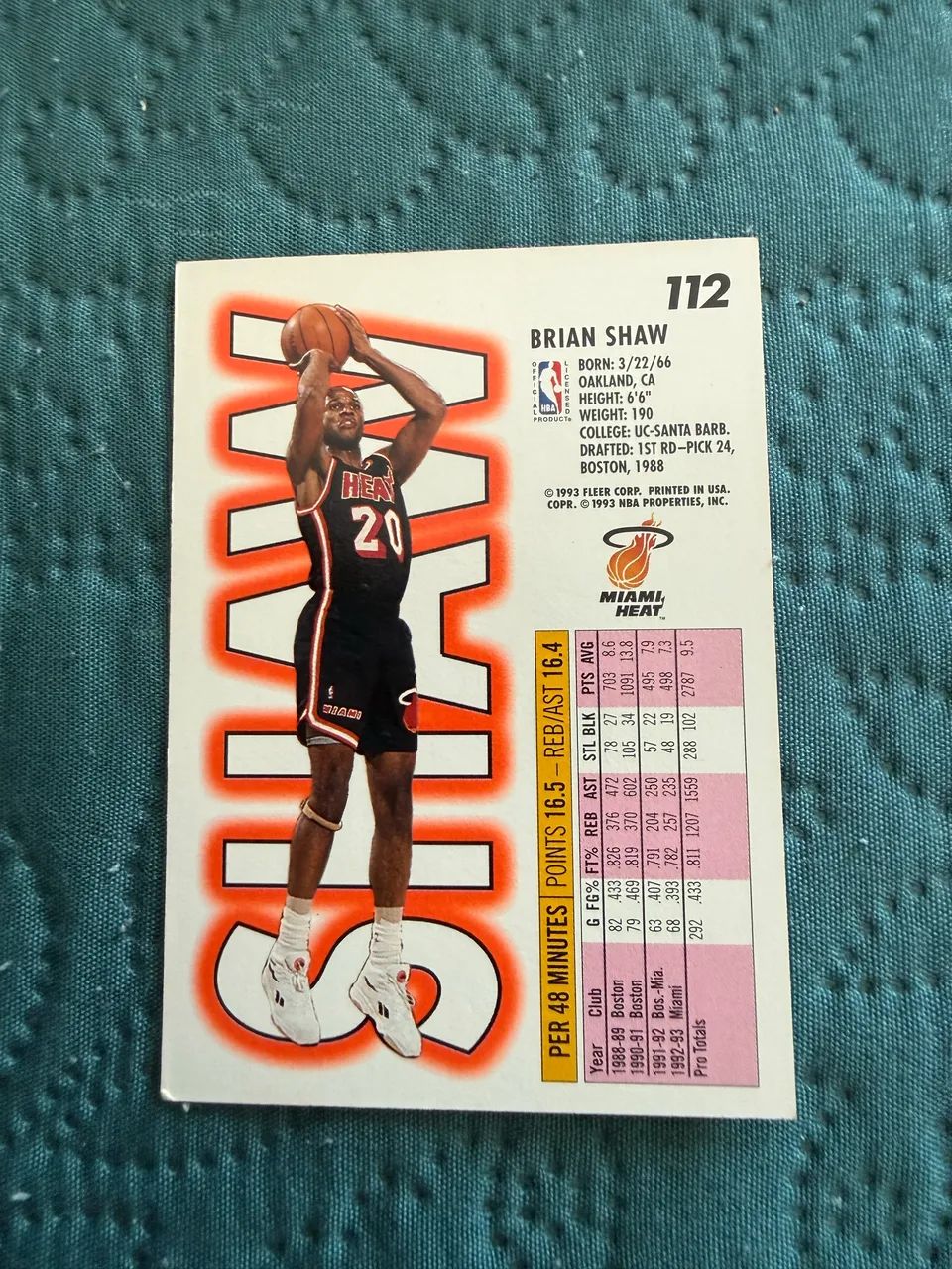 Brian Shaw Fleer 1993-94 #112 - Foto 2