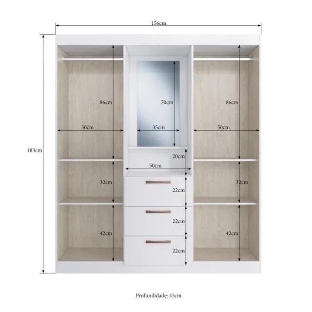  Guarda-Roupa de Solteiro 4 Portas com Espelho - Foto 4