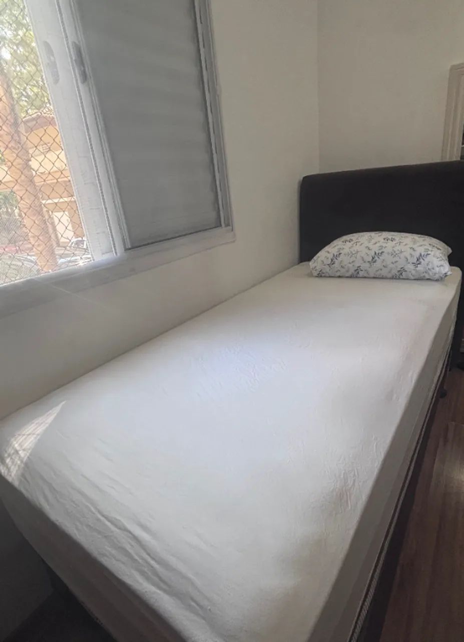 Cama Box de Solteiro Completa com Cabeceira Estofada | Excelente Estado