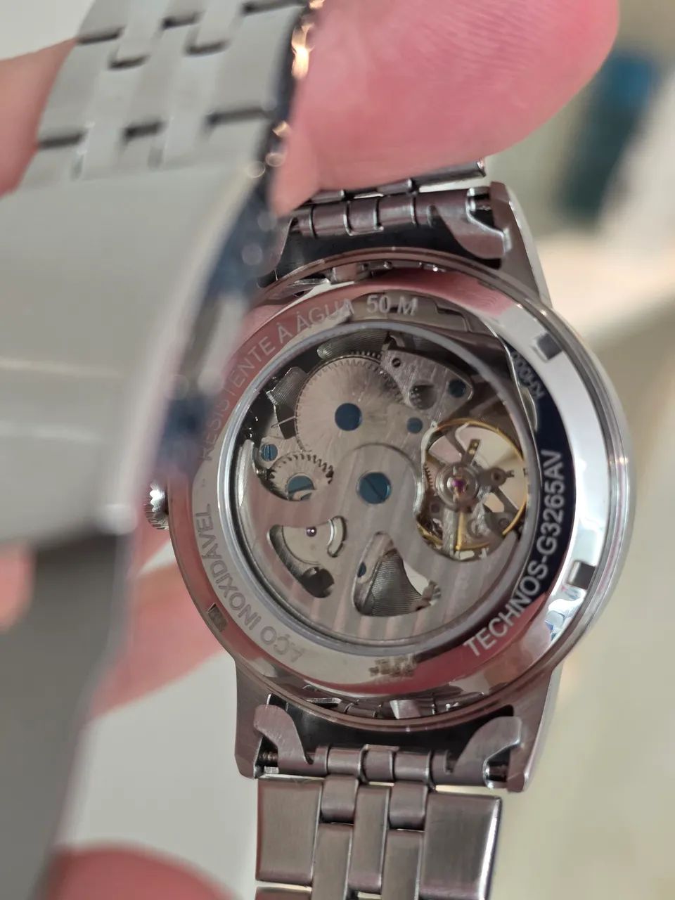 Relógio Technos Masculino Automatico Prata - G3265AV/1A  - Foto 3