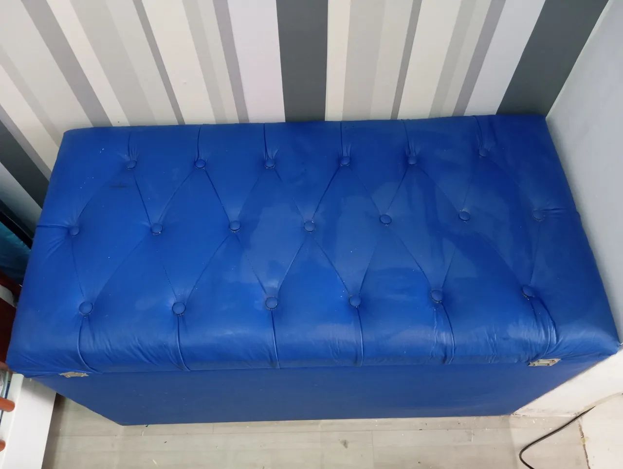Puff baú courino azul