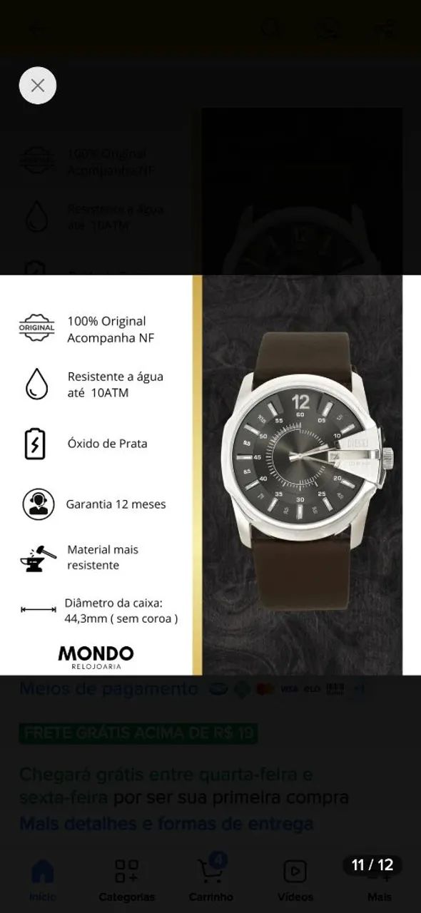 Relogio disel modelo DZ 1206 Original sujeito a qualquer teste  - Foto 2