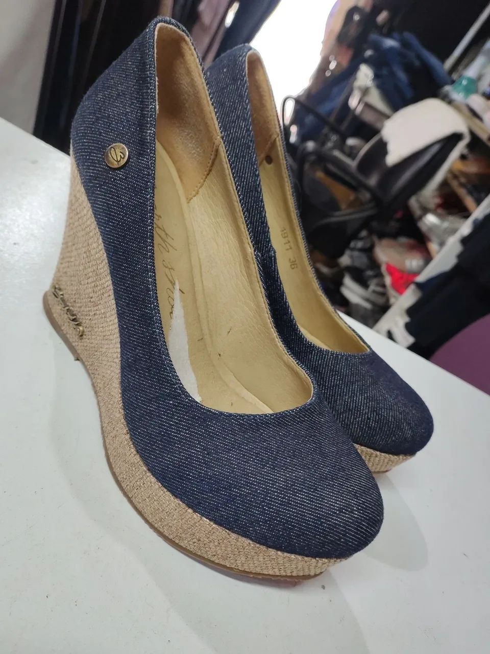 Sapato Anabela jeans escuro  - Foto 2