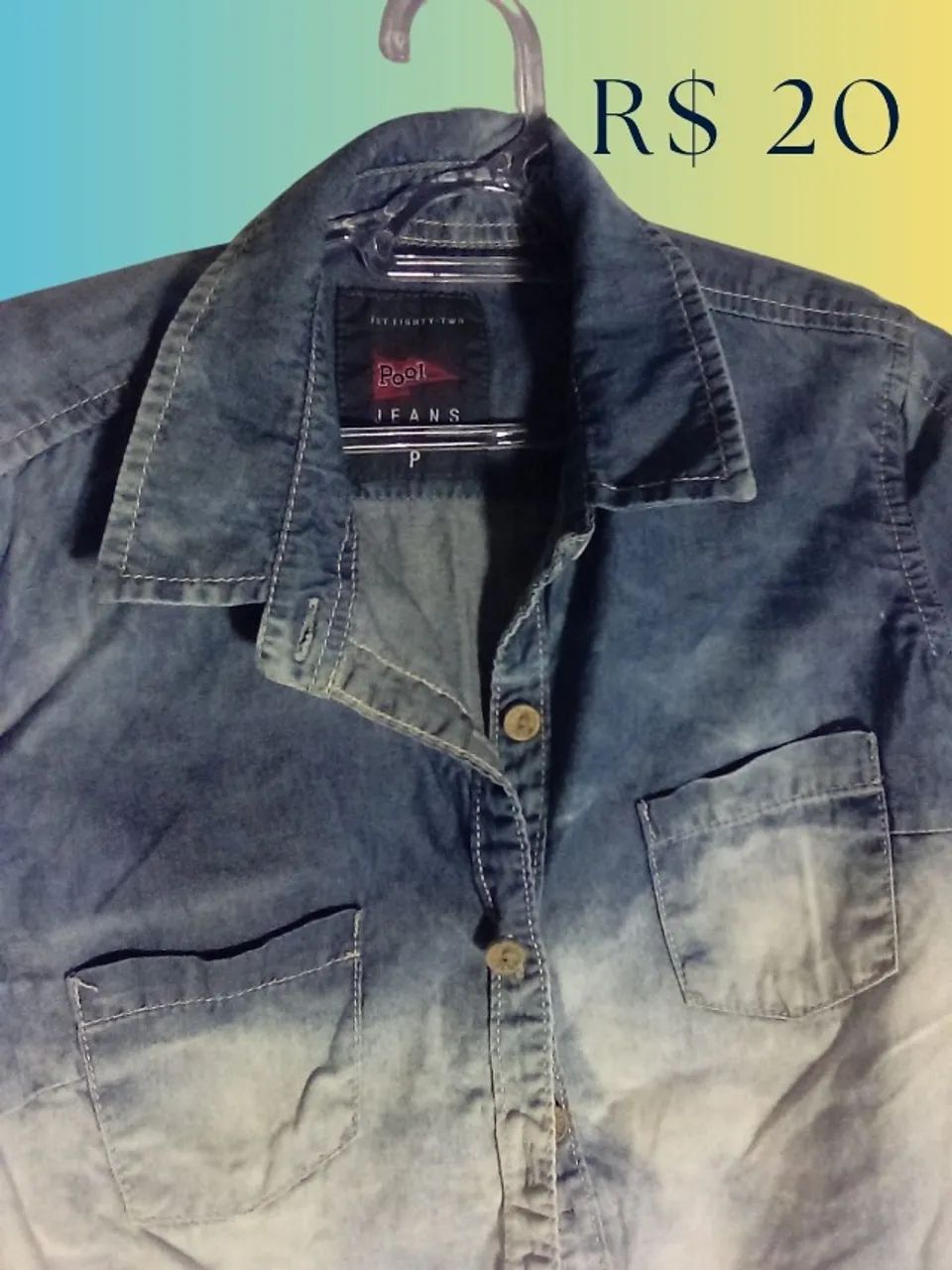 Camisa cropped jeans tam P - Foto 2