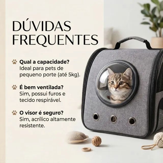 Bolsa de Transporte Pet Premium Pequena com Visor de Acrílico - Foto 5