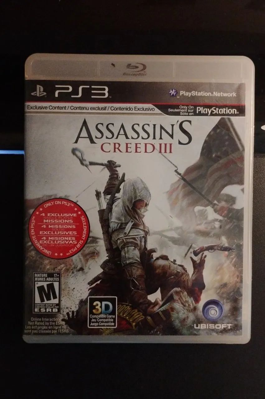 Jogo Assassins Creed 3 em mídia física usada para ps3