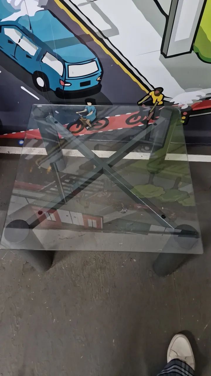 MESA DE CANTO TUBULAR COM VIDRO TEMPERADO - Foto 2