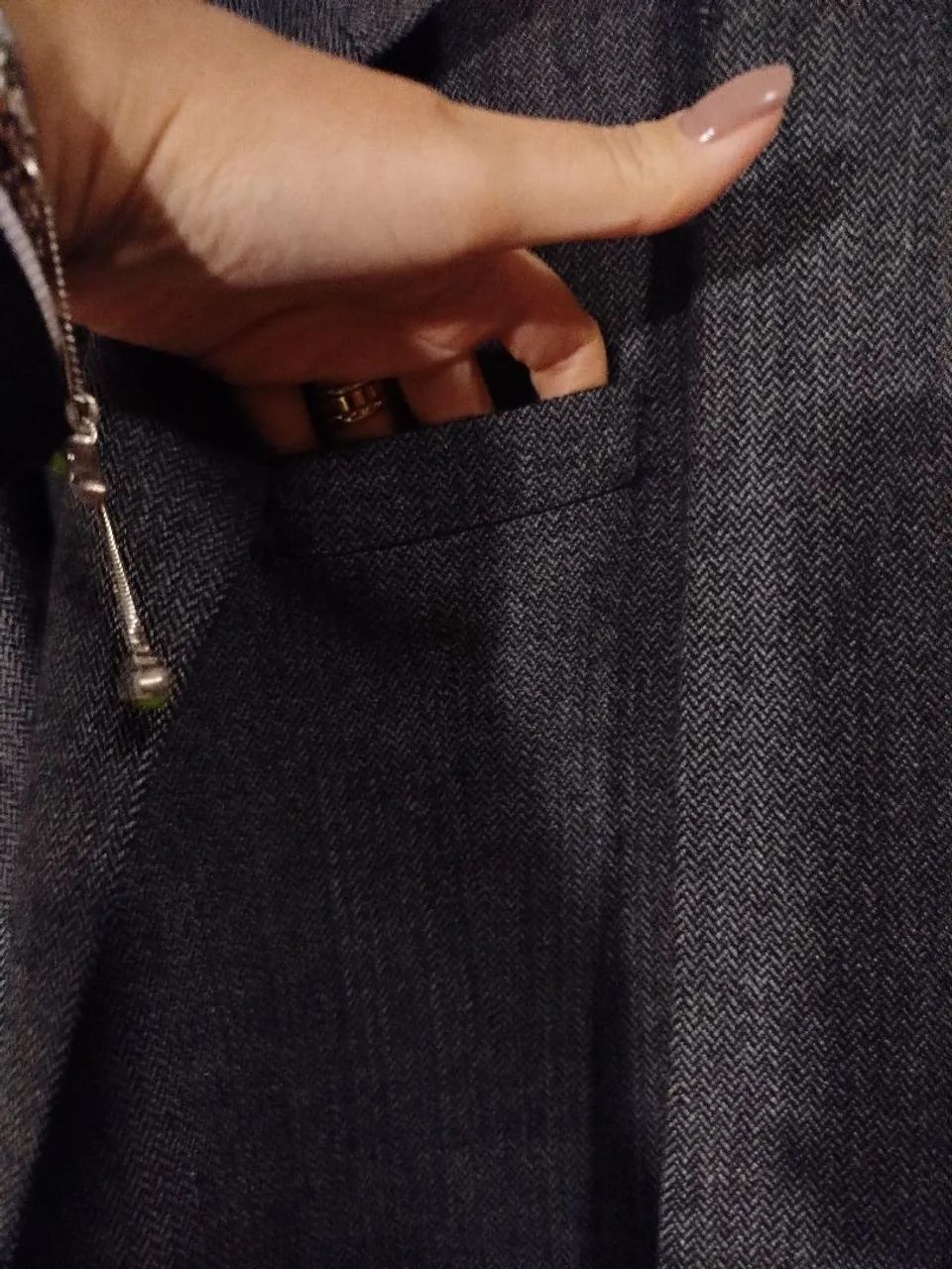 Blazer de lã akol cinza escuro  - Foto 4