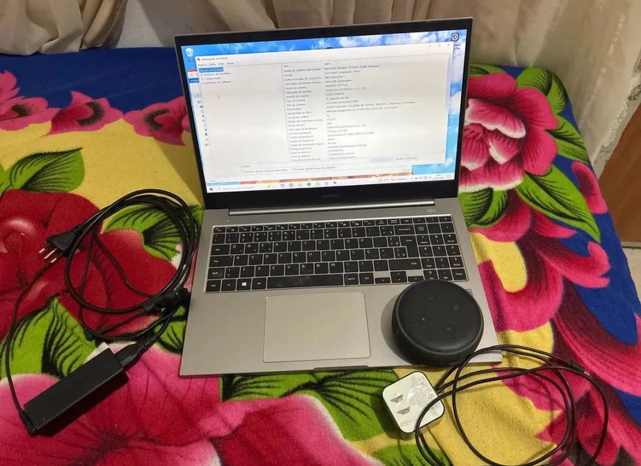 notebook samsung + alexa echo dot (ambos com carregador)