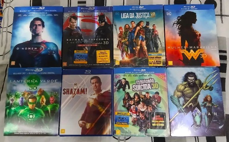 Combo com 8 Blu-rays 3D (NOVOS) Heróis da DC