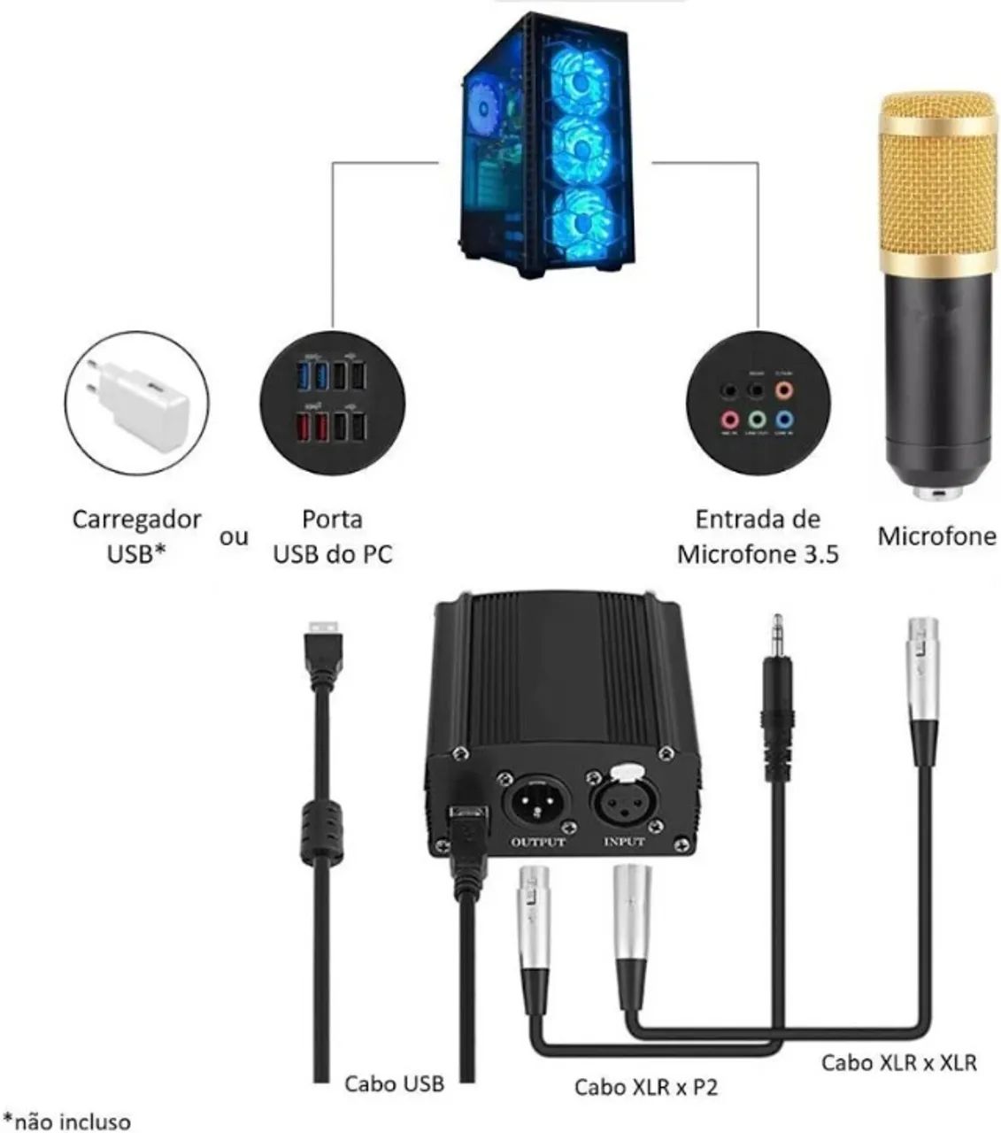Kit Completo Microfone Bm-800 EJZ + Suporte E Phantom Power - Foto 4