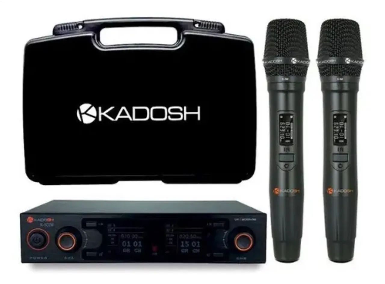 Microfone Sem Fio Kadosh Duplo K502M com Bateria Recarregável