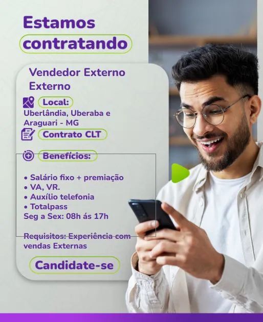 ?OPORTUNIDADE! VENDEDOR EXTERNO?