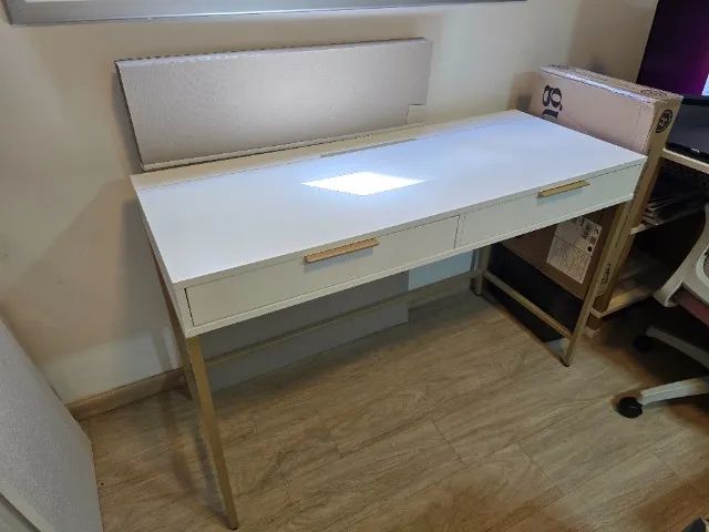 Mesa/Escrivaninha Square 2 Gavetas Off White - Foto 4