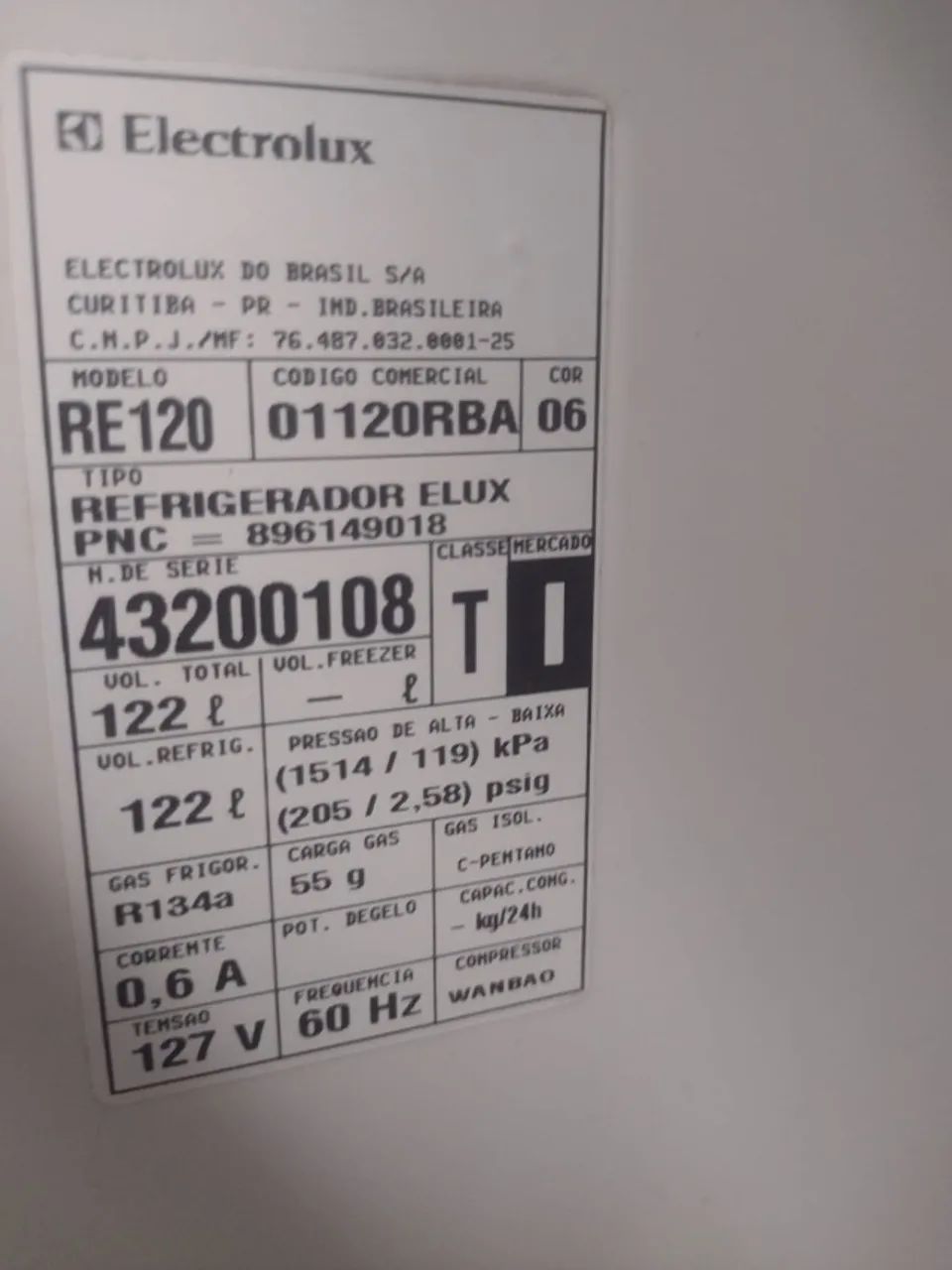 Frigobar 122L RE-120 Electrolux Compacto 110V Branco - Foto 4