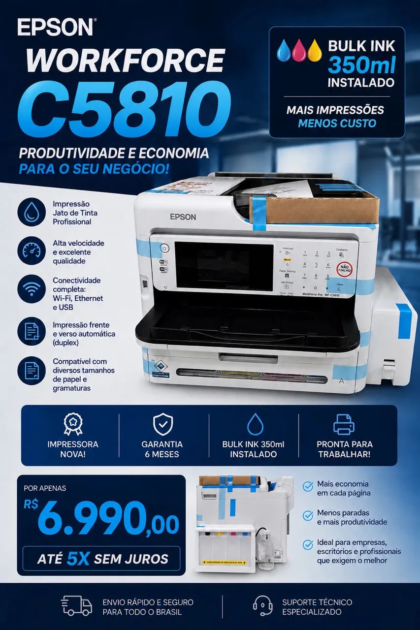 Impressora Workforce WF C5810 Com Bulk Ink