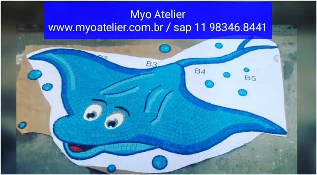 Raia mosaico para piscina, peixe, tartaruga, polvo, cavalo marinho, mosaico