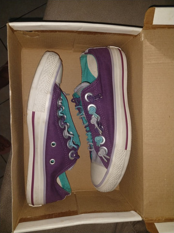 Tênis All Star Sem Cadarço Azul e Roxo 36 - Foto 5