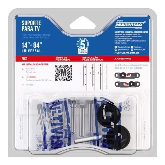 Suporte Fixo Universal Slim Multivisão Para TV 14 a 84 Polegadas Novo Lacrado - Foto 2