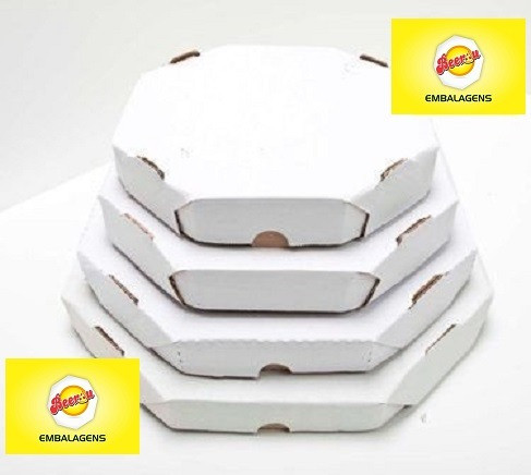 50 Caixas Embalagem Pizza 35cm Oitavada Branca Tbm personalizamos, temos todos os tamanhos - Foto 4