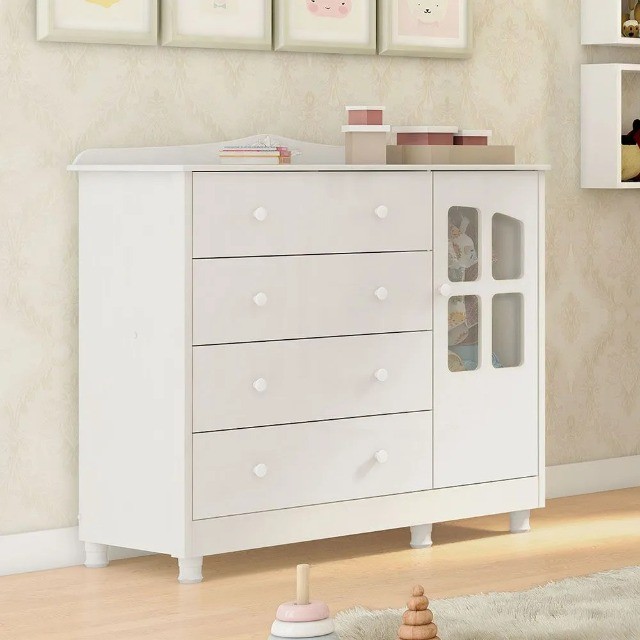 Comoda Infantil Elo Janelinha Peroba 100% MDF  - Foto 3
