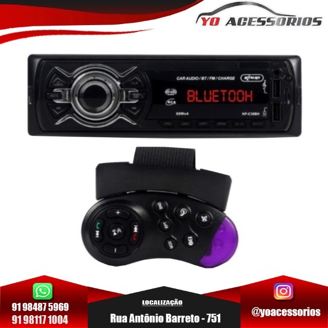 Som MP3 Player Com Bluetooth Usb Controle de Volante