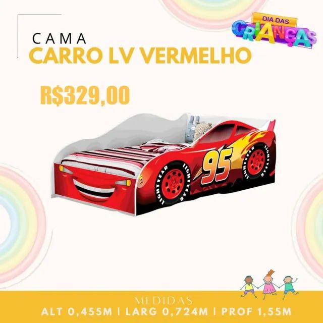 Cama Carro Force 09 infantil preto - J&A Móveis