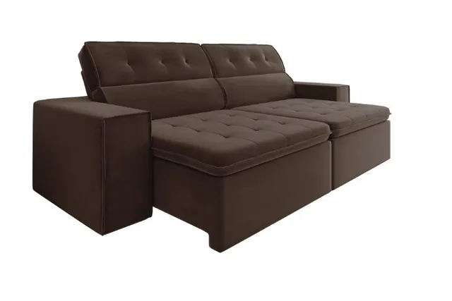 Sofa Retratil Burgos Marrom 5 Lugares
