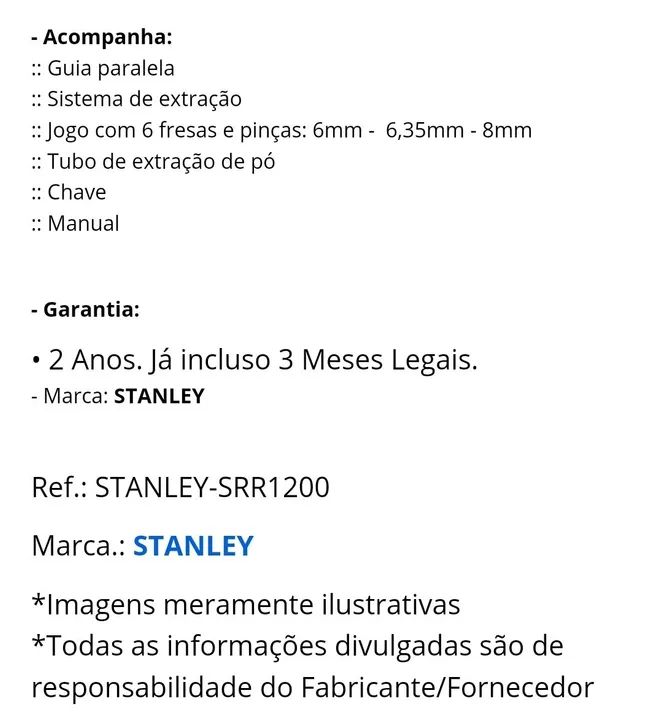 Tupia Eletrônica de Coluna 1200W com 6 Fresas - STANLEY-SRR1200 - Foto 3