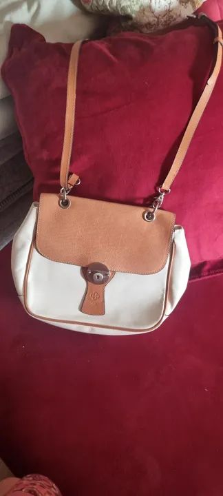 Bolsa de Couro Branca com detalhes Marrrom Capodarte - Foto 5