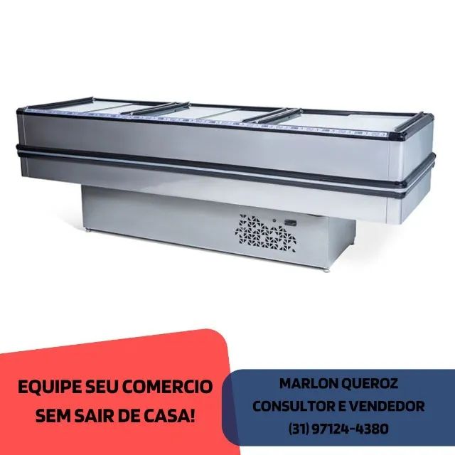 Ilha de Congelados Polar vidro reto 220V Nova
