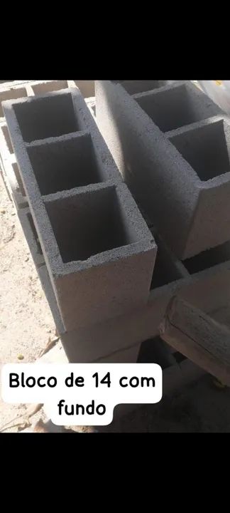 Bloco de cimento de 14x19x39 com fundo R$ 3,95