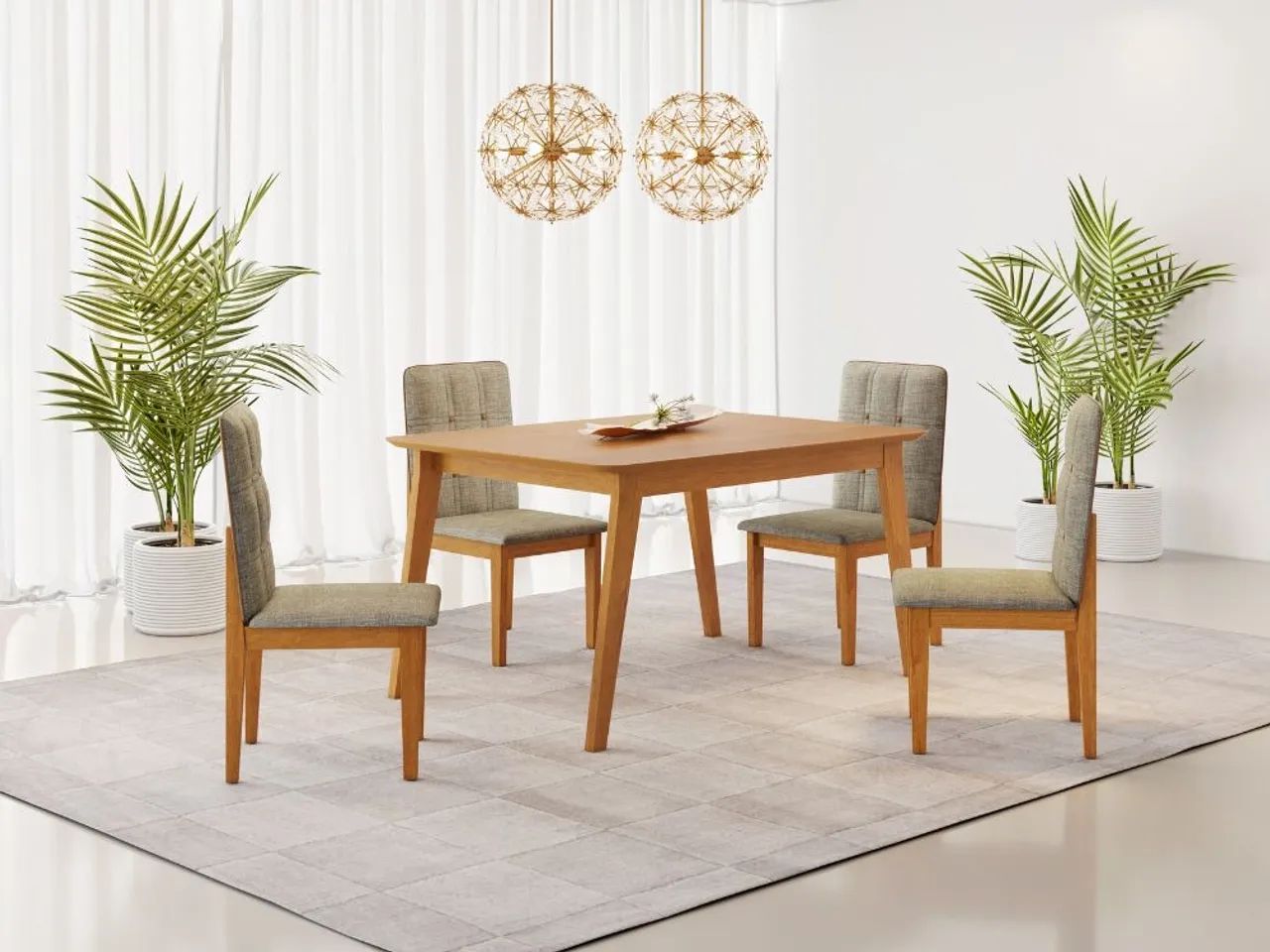 Mesa de Jantar Elegance 1.20×0.80 Com 4 Cadeiras l443