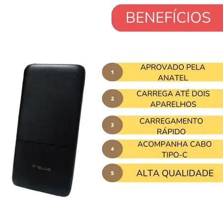 POWER BANK 3 PORTAS 10000 MAH IT-BLUE MAX-0531, Novo, Lacrado - Foto 3