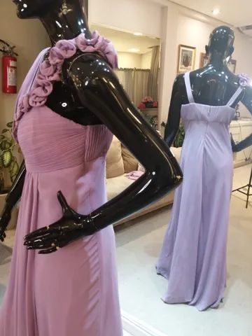 Vestido de festa longo crepe lavanda - M - Foto 5