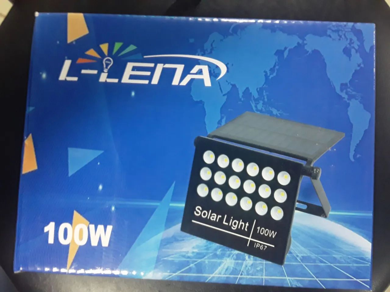 REFLETOR 100W C/PLACA SOLAR L-LENA acompanha controle e manual