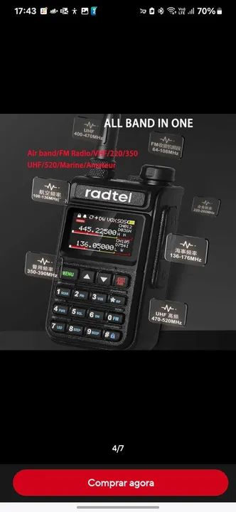 Radtel-Banda completa Ham Radio, 999CH, AM Air Aviation, Scanner a cores, Marinha NOAA - Foto 3