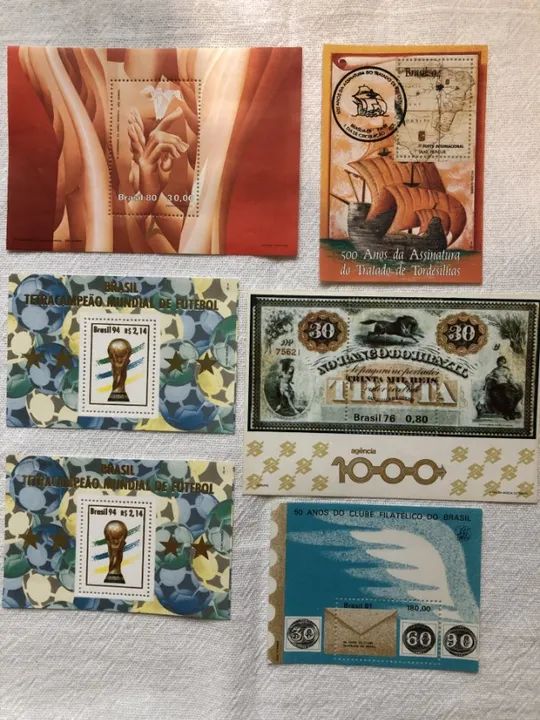 Selos Comemorativos - Kit com 06 Blocos de Selos