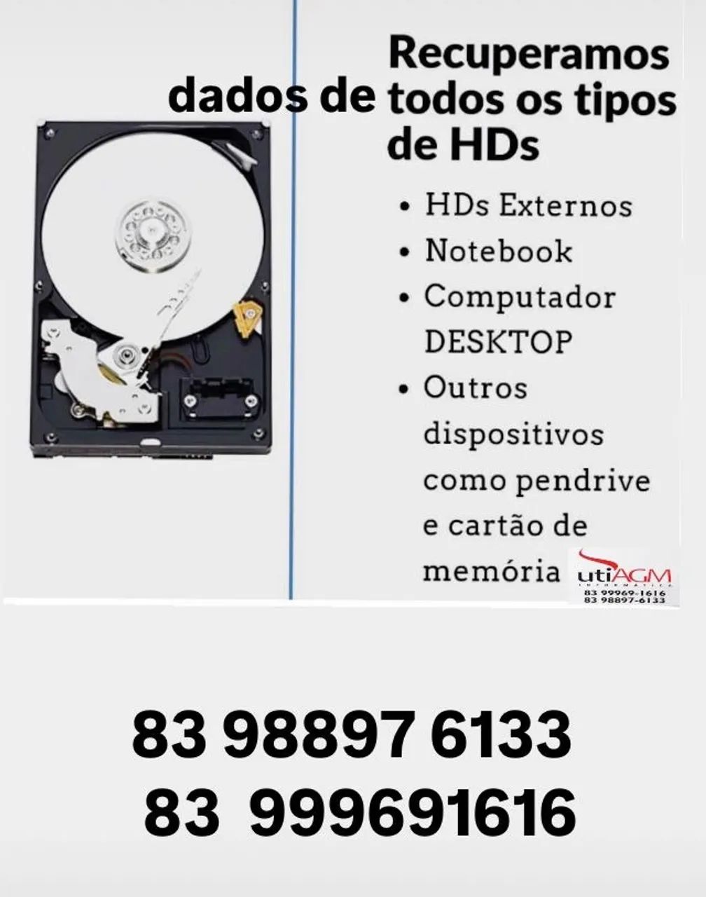 Recuperação de dados para qualquer tipo de HD ou SSD 