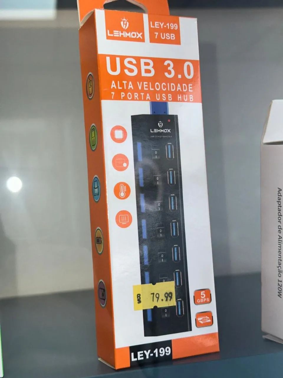 HUB 3.0 7 PORTAS USB EXTENSOR COM INTERRUPTOR 